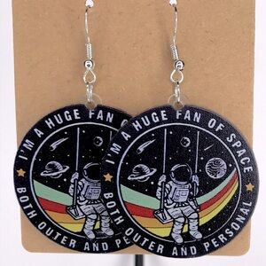 2D Acrylic Space Dangle Earrings